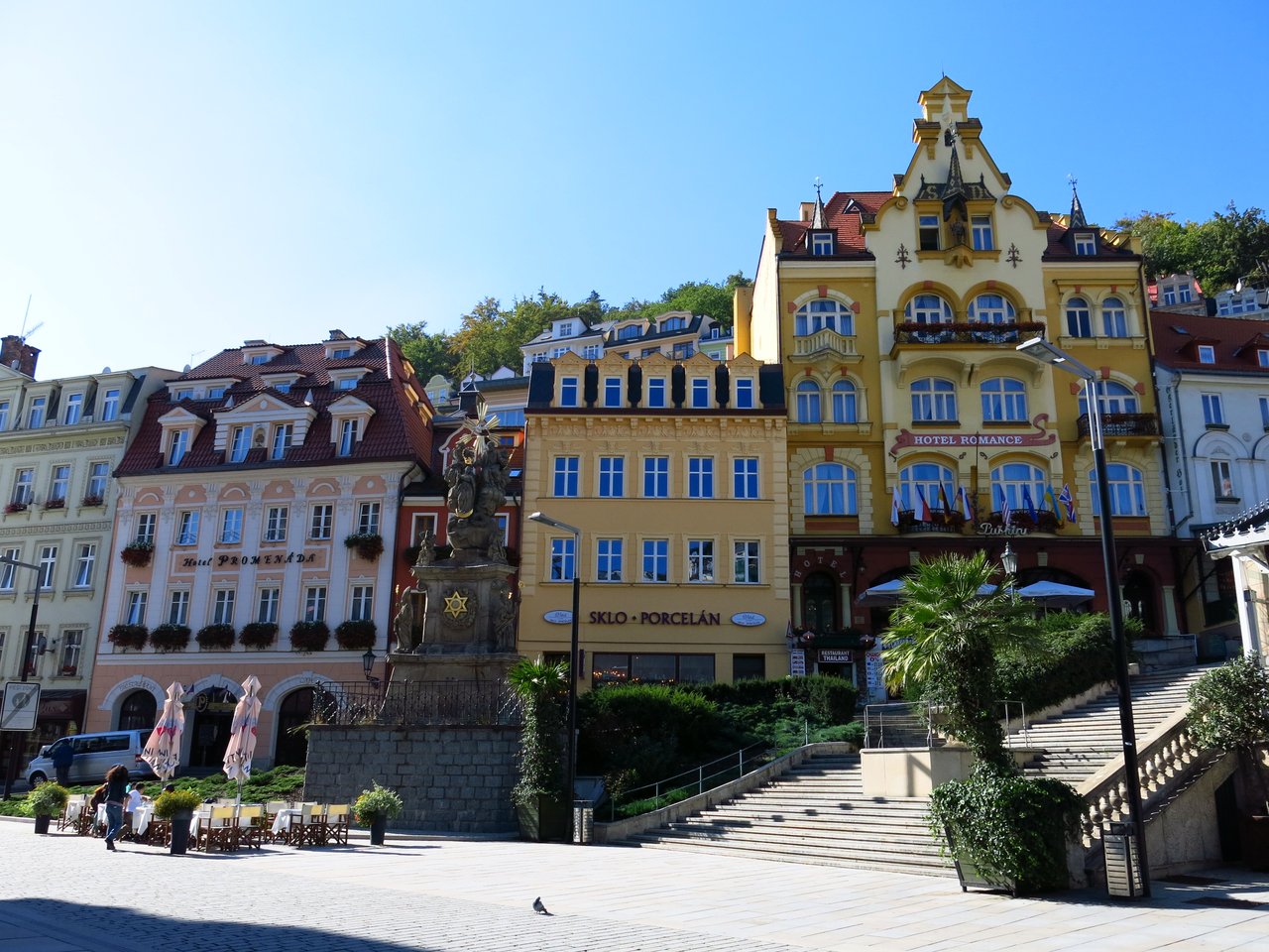 a street lined with colorful buildings